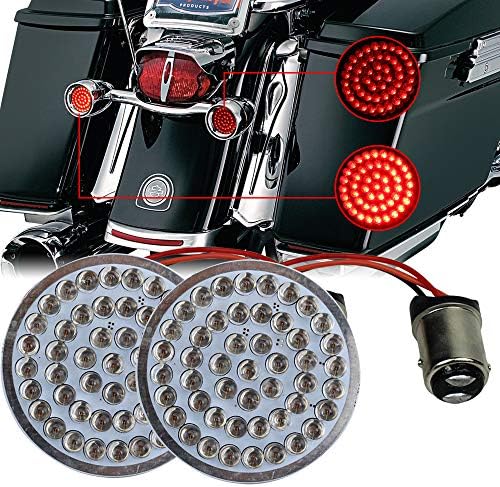Turn Signals LED Lights Panel Compatible with Motorcycle Dyna Street Glide Road King (1157-Red-2)