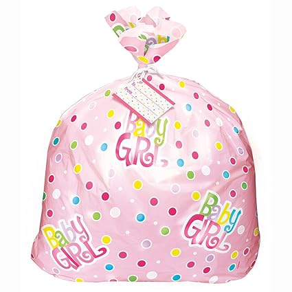 Amazon Com Jumbo Plastic Pink Polka Dot Girl Baby Shower Gift Bag