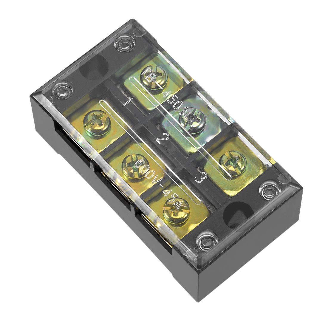 Sourcingmap Dual Rows 3 Positions 600V 45A Cable Barrier Block Terminal Strip TB-4503L