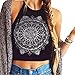 XUANOU Womens Mandala Print Sleeveless Halterneck Tank Crop Tops Vest Blouse T-Shirt (Medium, Black)