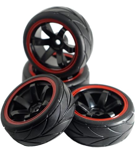 thumbnail image 2 of 4-Pack 1/10 Scale RC Car Wheels & Tires - 12mm Hex, 65mm Diameter, Rubber Tires For On-Road Touring 2 of 10