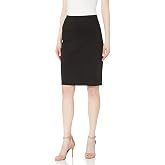 Star Vixen Women's Below-Knee Pencil Skirt with Back Slit, Black, Small