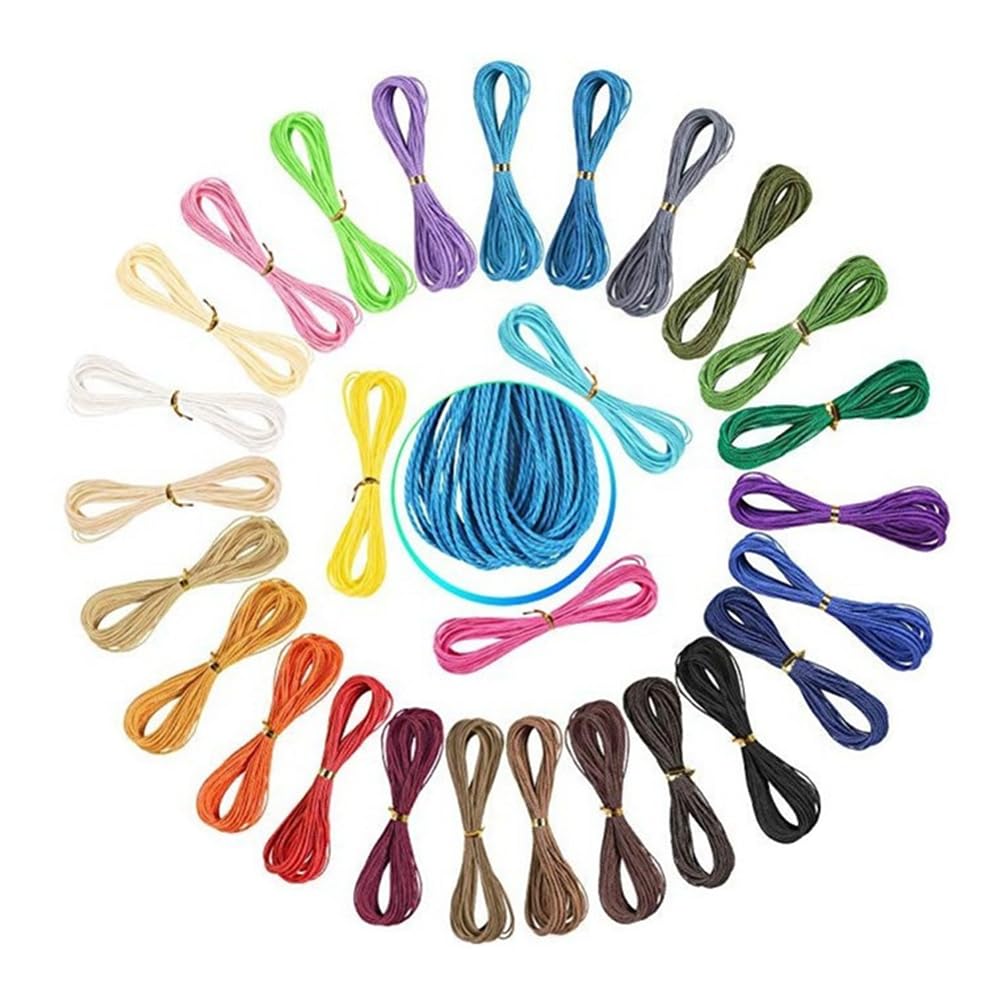 28 Rolls 1mm Waxed Cord 28 Colors Craft Waxed 280m Wax Cotton String Leather Sewing Thread Macrame Cord for Jewelry, Bracelets, Necklaces Craft Making