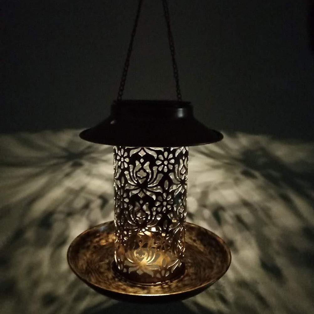 Mobestech Solar Bird Feeder Waterproof Vintage Hanging Led Garden