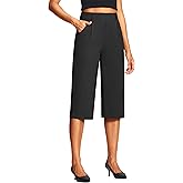 ISEEGZ 18'' Capri Pants for Women Pull On Women's Capris Stretch Summer Work Business Casual with Pockets Relaxed Fit