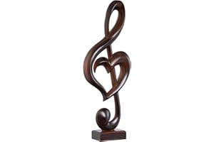 Handicraftviet Wooden Music Note Sculpture for Home Decoration and Music Lovers, Handmade Heart Shape Treble Clef Unique Music Teacher Gifts, Music Graduation Gift (Music Heart, Black)