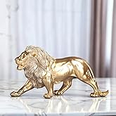 ICE ARMOR Hand Painted 8.5" W Golden Lion Walking Figurine Statue Sculpture Ornament Decoration Home/Room Decor Unique Gift Ideas for Housewarming Holidays Birthdays Great Collectible Addition
