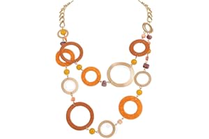 Bocar Layered Collar Necklace Statement Circle 2 Strand Chain Jewelry Necklaces Trendy for Women Gift