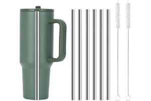 GL-AUKING Replacement Straws for Hydrojug Traveler 20oz, Reusable Stainless Steel Straws with 2PCS Straw Cleaner Brushes Compatible with HydroJug Accessories