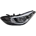 CHUNILLE Left Headlight 921023Y500 HY250218 【LED Model】 Headlamp Assembly Front Driver Side For Hyundai Elantra 2014 2015 2016 Black (Left)