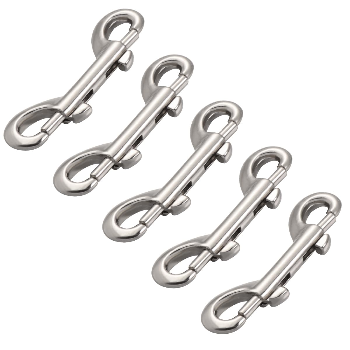 Carabiner Hook - Snap Hooks, Double Ended Bolt Snap Hook Double End Trigger Snaps Metal Clips for Diving, Dog Leash, Key Chain 5Pcs