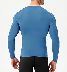 Grey Blue Compression Shirts Mens Long Sleeve