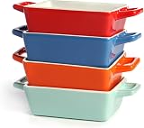Maison & White Set of 4 Mini Ceramic Oven Dishes Red Blue Green Orange view 3