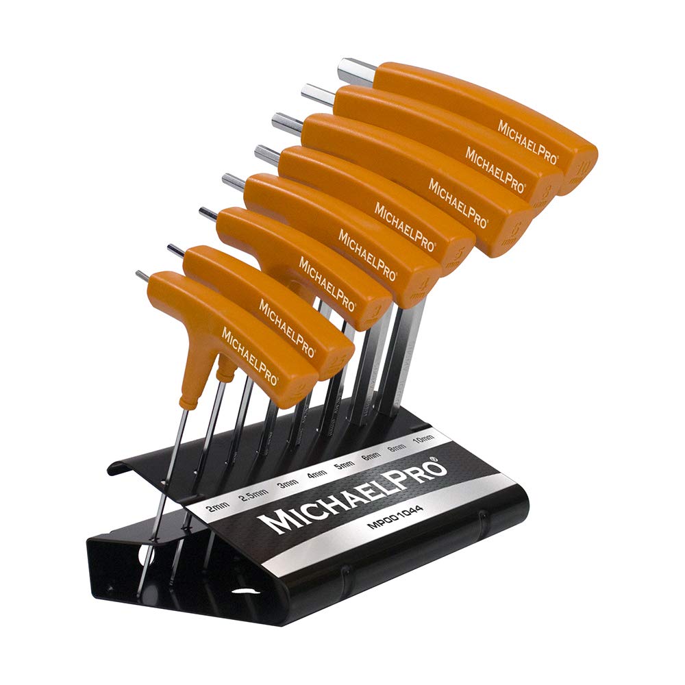 MichaelPro MP001044 8-Piece Two Way T-Handle Ball End Allen Wrench Set, T Handle Allen Keys, Metric Yellow