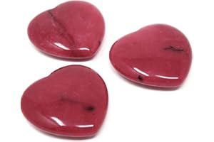 Innovative Surface Art Red Jade Stone Heart with Dark Imperfections - Set of 3 - Decorative Set - Valentines - Love - Some Slight Divots - Fun Pocket Stones - Gifts - Party - Wedding (40mm)