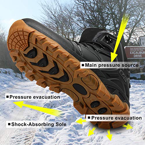 WellUp Men's Snow Boots-Fur-Lined Shoes Non-Slip Outdoor Motorcycle Backpacking Trekking Trails Hiking Sneakers Black 9