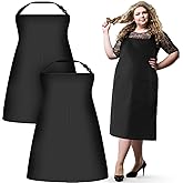 Shyyween 2 Pcs Plus Size Chef Aprons Extra Large Adjustable Unisex Kitchen Aprons with 2 Pockets for Women Men Cooking Work