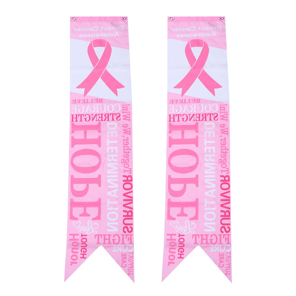 EXCEART 2 Pcs Breast Cancer Awareness Flag Pink Ribbon Garden Sign Womens Health Porch Bunting Banner for Outdoor Indoor House Decoration 130x30cm