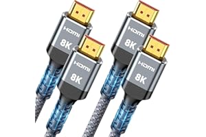 High Speed HDMI Cable 6.6ft, Braided Nylon Fiber, Ultra HD 8K@60Hz, Compatible with Laptop, Monitor, TV, PC, Gaming Console(2