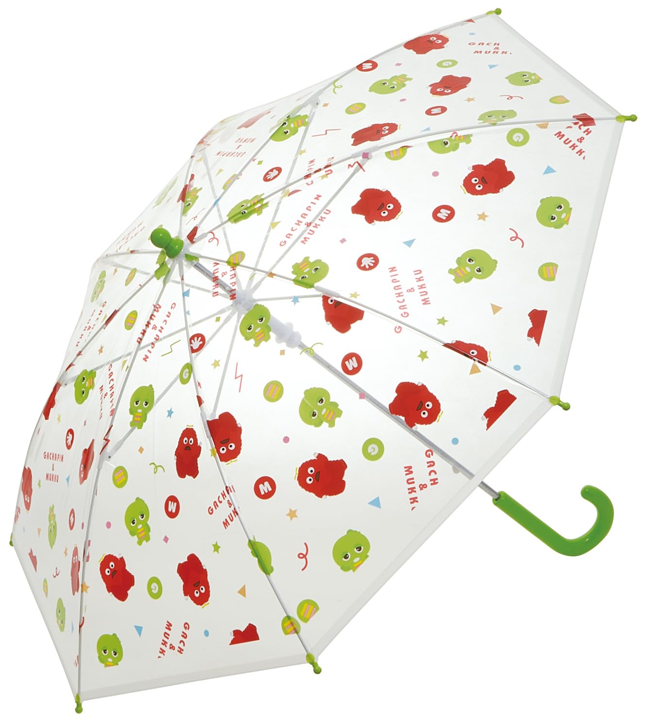 スケーター(Skater) 子供用 ビニール傘 45cm ガチャピン＆ムック 5~6才向 約105~115cm 小学生 指を挟みにくい手開き式 8本骨 UBV45-A商品画像