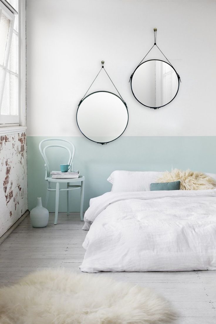 HofferRuffer Faux Leather Round Wall Mirror Decorative