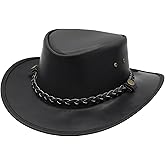 Austrailian Genuine Leather Western Style Cowboy Hat Wide Brim Real Water Resistant Outback Vintage Hat for Halloween