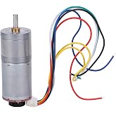 GA25-370 Gear Motor DC with Speed Encoder, Stainless Steel High Torque Electric Micro Speed Reduction Geared Motor Brush DC Motors Reducer Copper (DC12V 500RPM)