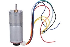 HYUDUO GA25-370 Gear Motor DC with Speed Encoder, Stainless Steel High Torque Electric Micro Speed Reduction Geared Motor Brush DC Motors Reducer Copper (DC12V 100RPM)