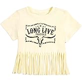Yawtaut Girls Western Shirt Cowgirls Embroidered Country T Shirt Long Live Shirts Horseback Rider Tassel Fringe Tee Tops
