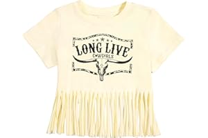 Yawtaut Girls Western Shirt Cowgirls Embroidered Country Concert T Shirt Graphic Horseback Rider Tassel Fringe Tee Tops