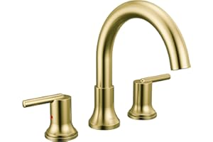 Delta Faucet Trinsic 2-Handle Widespread Roman Tub Faucet, Gold Tub Faucet, Roman Bathtub Faucet, Delta Roman Tub Faucet, Tub