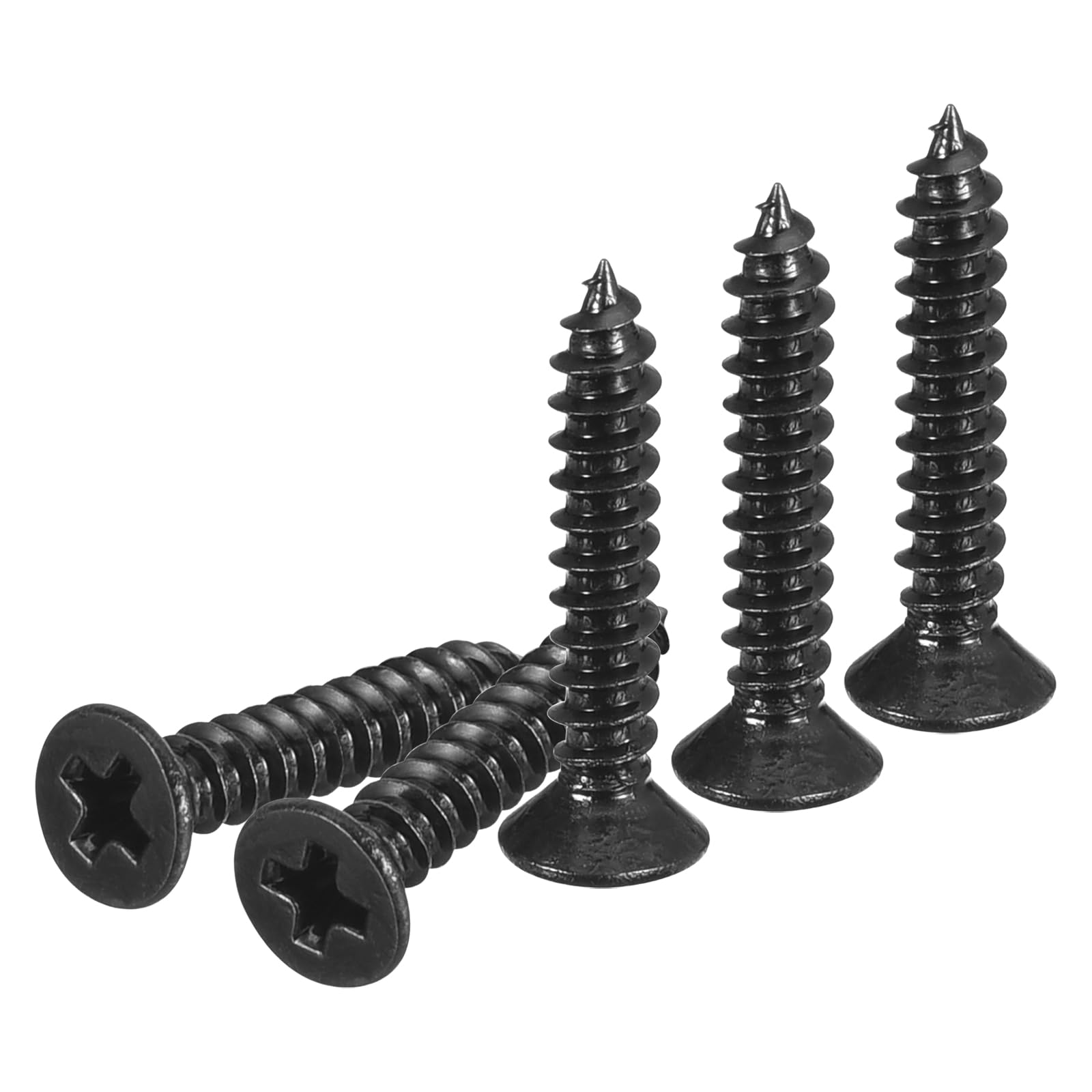 DTGN 100Pcs #4x5/8" Flat Head Wood Screws, 304 Stainless Steel Phillips Self Tapping Screws - Good for Woodworking, Furniture - Black