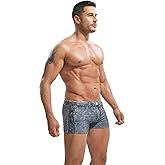 F plus R Men's Denim Print Swim Trunks