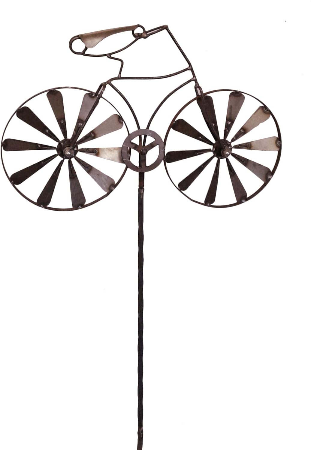 California Home and Garden CH791 Metal Bike Wind Spinner, 72 Inch Tall, Rustic Look Artwork, Brownish Red