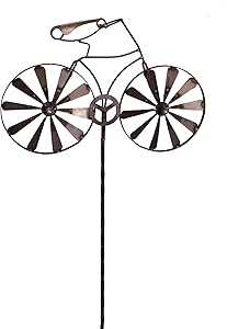 California Home and Garden CH791 Metal Bike Wind Spinner, 72 Inch Tall, Rustic Look Artwork, Brownish Red