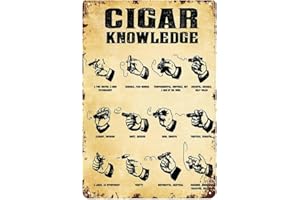 YOYI ART Vintage Metal Cigar Sign - Cigar Knowledge, Cigar Bar Signs for Man Cave, Garage, Home Bar, Basement, Cigar Room Decor Wall Art Accessories, Cool Stuff Gifts for Cigar Lovers Men, 8 x 12 inch
