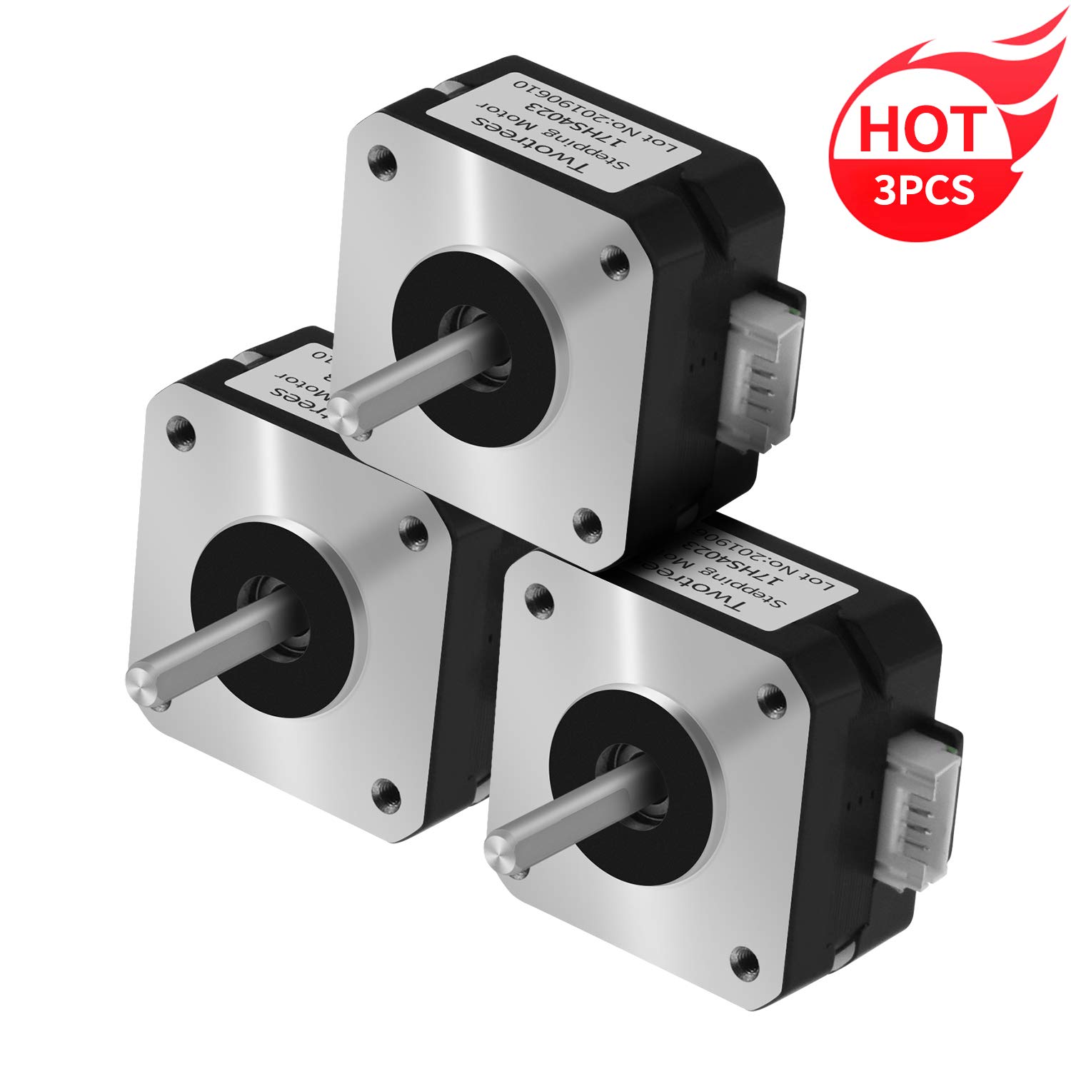 Twotrees 4 Lead Nema17 Stepper Motor 42 Motor Nema 17 Motor 23mm 42BYGH 23MM 1.5A Motor for CNC XYZ 3D Printer Motor (Pack of 3）