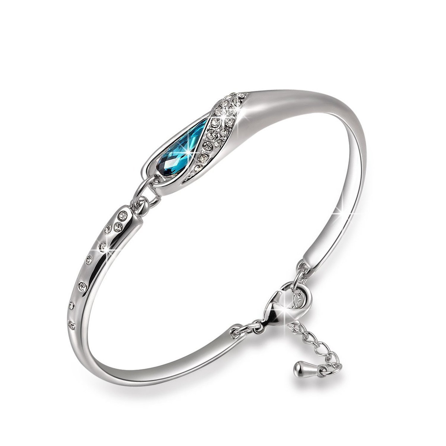 om jewells blue designer bracelet platinum plated crystal kada banglefor girls