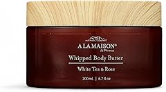 A LA MAISON Whipped Body Butter – White Tea & Rose – Shea Butter Moisturizer with Argan, Avocado & Jojoba Oils – Ultra-Rich B