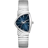 Hamilton Ventura Quartz Men's Watch, 32mm x 50mm Stainless Steel Case | Swiss Made, Blue Dial Analog Watch, Water Resistance 50m, Mineral Crystal, Stainless Steel Strap