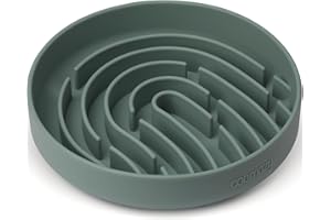 Coomazy Large Silicone Slow Feeder Dog Bowls, Interactive Puzzle Toy for Pets Food Training, Keeps Dogs Busy, Prevents Puppy Overeating (Dark Green, Large: 3.2Cup)