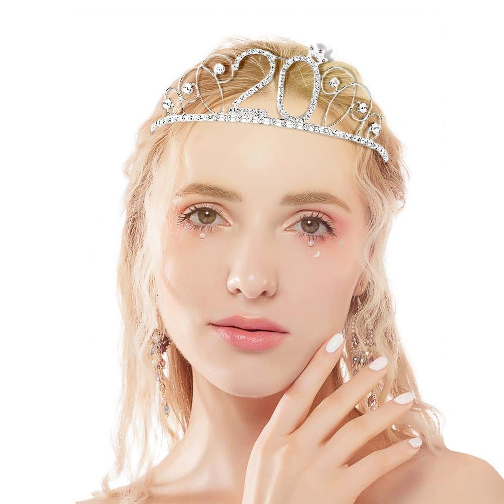 Winomo Tiara Per Capelli Con Cristalli E Strass, Cerchietto Da Sposa Argento, Lungo 41 Cm, Per Matrimonio E Festa