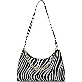 Suillty Women's Zebra Print Tote Shoulder Bag Leather Top Handle Purse Travel Handbag Clutch Wallet with Chain