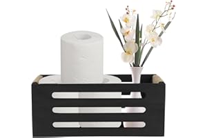 Dewsea Toilet Tank Basket with Handle, Rustic Bathroom Decor Box for Toilet Paper and Accessories, Countertop Organizer for S