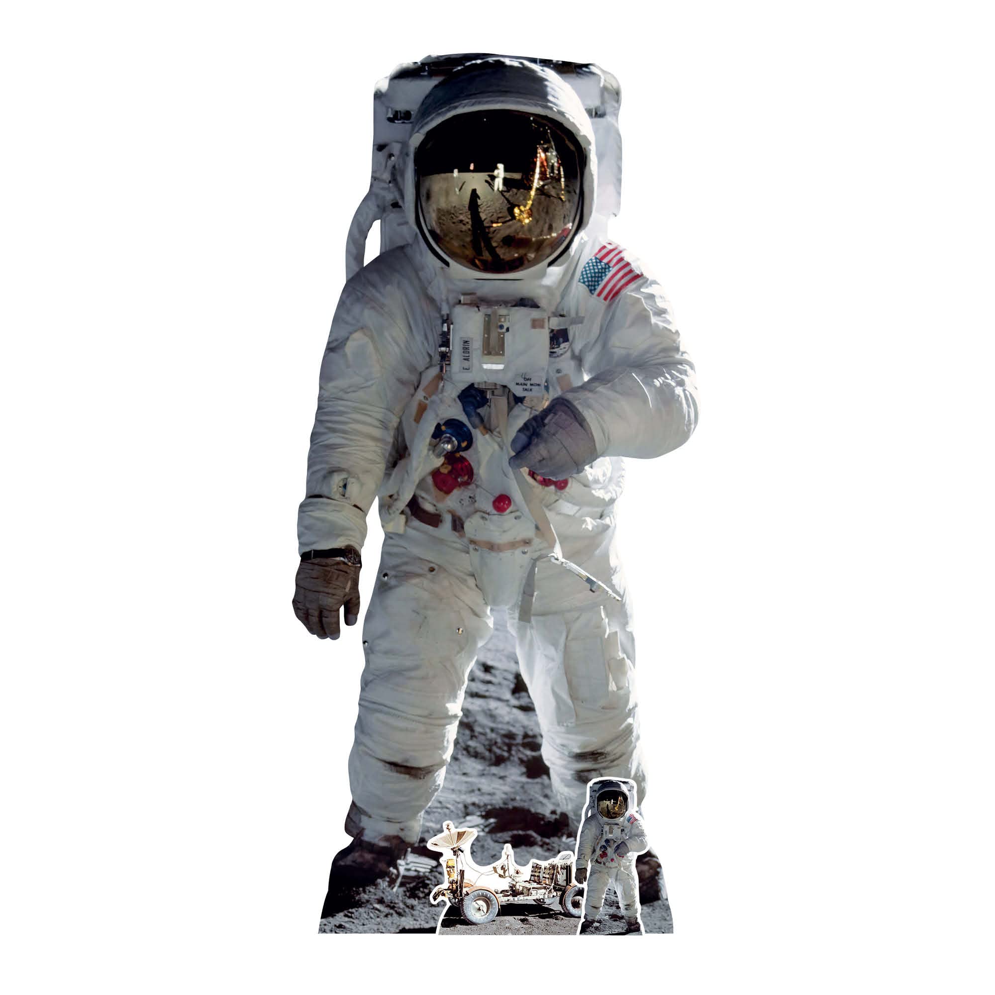 STAR CUTOUTS SC1695 Buzz Aldrin Astronaut Man On Moon Shot Lifesize Cardboard Cutout With Free Mini Buggy For Birthdays & Events, Multi Colour, Large