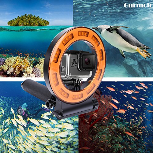 Gurmoir Waterproof Diving Light 40m Dive Underwater 1000 Lumen LED Flash Ring Light for GoPro Hero 7/Hero 6/5/HERO(2018)/5S/4/4S/3+ SJCAM YI and More Action Camera Scuba Diving(with Battery) - Thumbnail 3