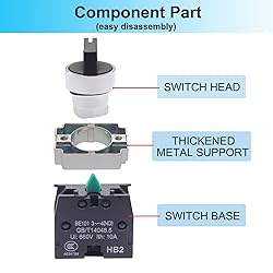 TWTADE / 2Pcs 22mm Selector Switch 2 NO 3