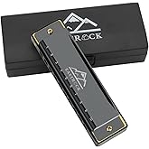 EastRock 10 Hole Blues Harmonica C Key Black with Case for Adults Beginner | Diatonic Mouth Organ Phosphor Bronze Reeds and Metal Cover Plate for Professional Students Adult Friends Gift
