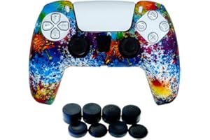 LCTLYX Anti-Slip Silicone Protective Cover Case for PS5 Game Console, PS5 Controller Dust‑Proof and Sweat‑Proof Handle Silicone Case,High Fit with Gamepad. (Color C)