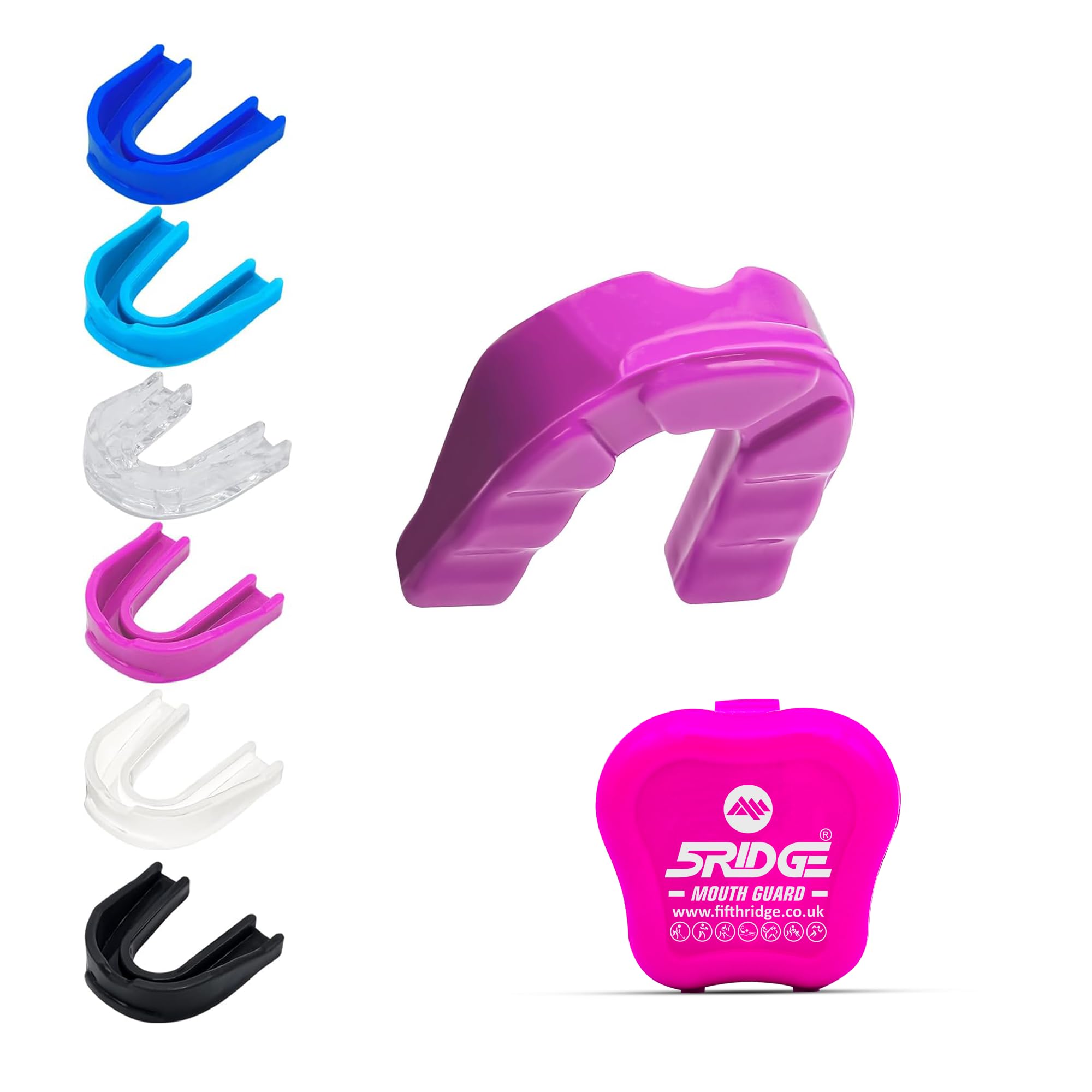 Mouth Guard - Slim Fit Sports Mouth Guard with Case - Gum Shield for Protection in Contact Sports - Durable Boxing, MMA, Judo, Karate, Rugby, Hockey, Football Mouthguard (Pink, Youth Under 10)